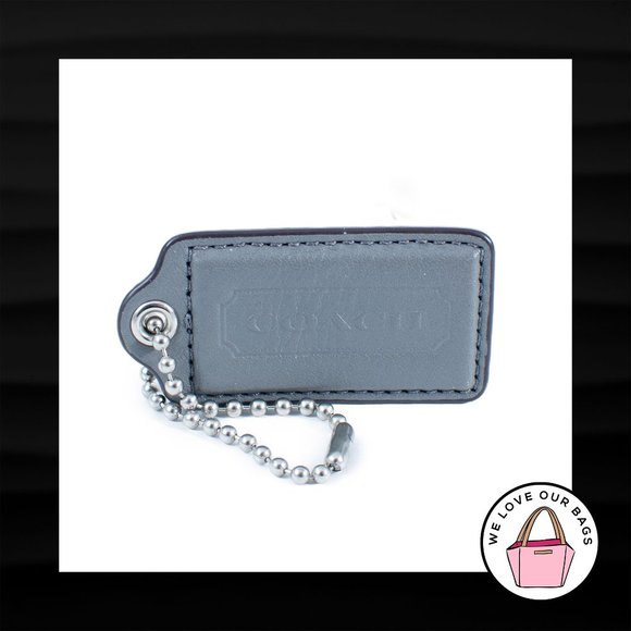 2.5" Large COACH GRAY LEATHER NICKEL KEY FOB BAG CHARM KEYCHAIN HANG TAG - Picture 1 of 1